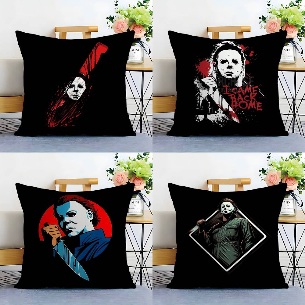 M-Michael-Myers Horror Halloween Pillow Case Plush Fabric Soft Double Sided Print Home Sofa High Quality Cushion Cover Throw