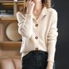 Autumn and Winter Woolen Cashmere Sweater Women's Self-Cultivation Half High Neck Cardigan Warm Knitted Sweater Women