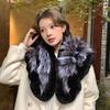 New Women Winter Real Rex Rabbit Fur Scarf Shawl Warm Soft Silver Fox Fur Scarves Female Fashion 100% Real Rex Rabbit Fur Poncho