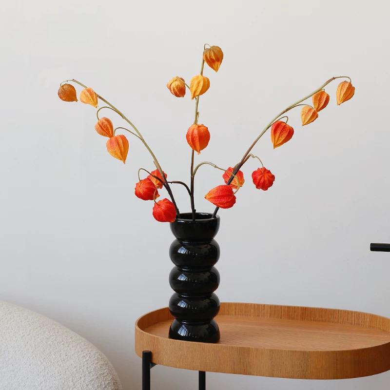 3 stuks Kunstmatige Lampionbessen Herfstdecoratie Stelen Nep Chinese Lantaarn Vruchtenplant Herfst Bloemschikking Woondecoratie