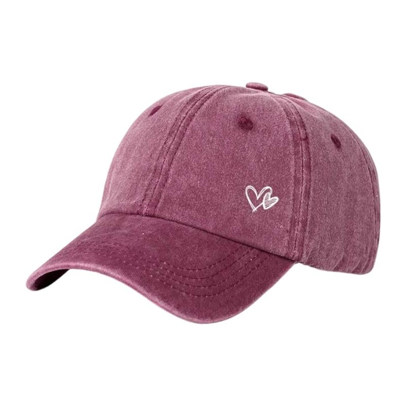 Adjustable Ponytail Baseball Cap with Double Heart Accent, Sun Hat for Daily Wear, Walks, and Casual Travel Time