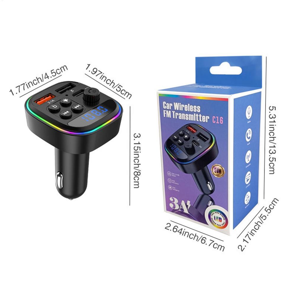 Car Wireless FM Transmitter Wireless Radio Music Adapter Portable Phone Charger Radio Receiver for Vehicle Truck MP3 Audio
