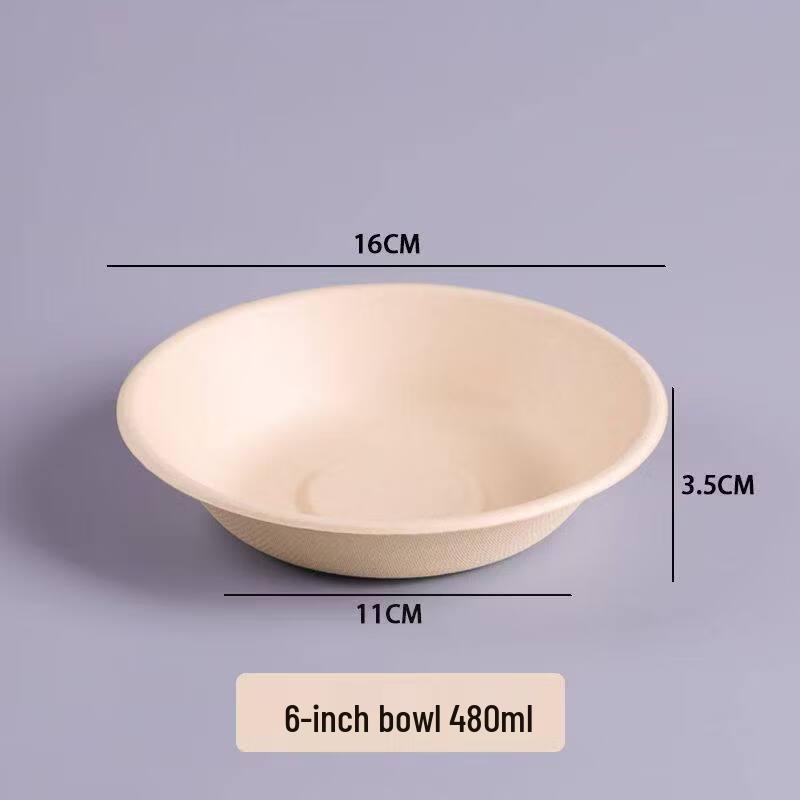 

KASHICONG Disposable Biodegradable Thickened Paper Bowls 480ml (6 inch)