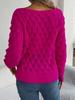 Herbst Winter Lässig Hohl Ein-Schulter Laternenärmel Strickpullover Damenbekleidung