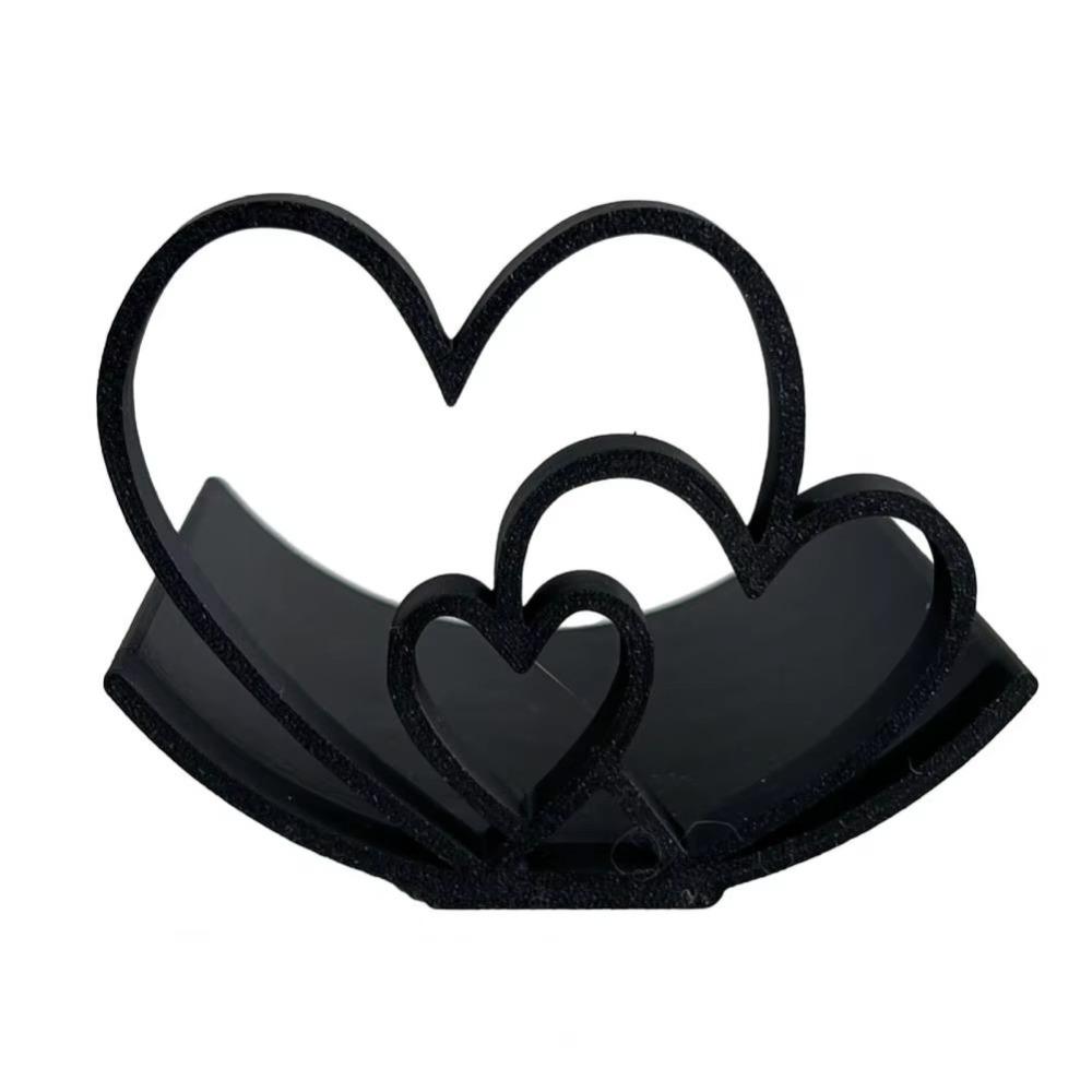 

No-slip Base Toilet Roll Holder Heart-shaped Tissue Hanger Paper Towel Container Bathroom Decor чорний