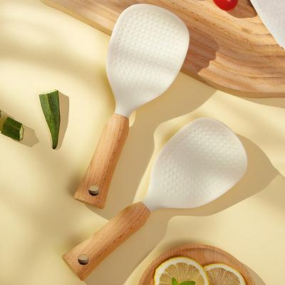 Silicone Rice Spoon for Cooker Ergonomic Handle Spoon Scratch-Resistant Non-Stick Essential Kitchen Utensil for Serving Mixing