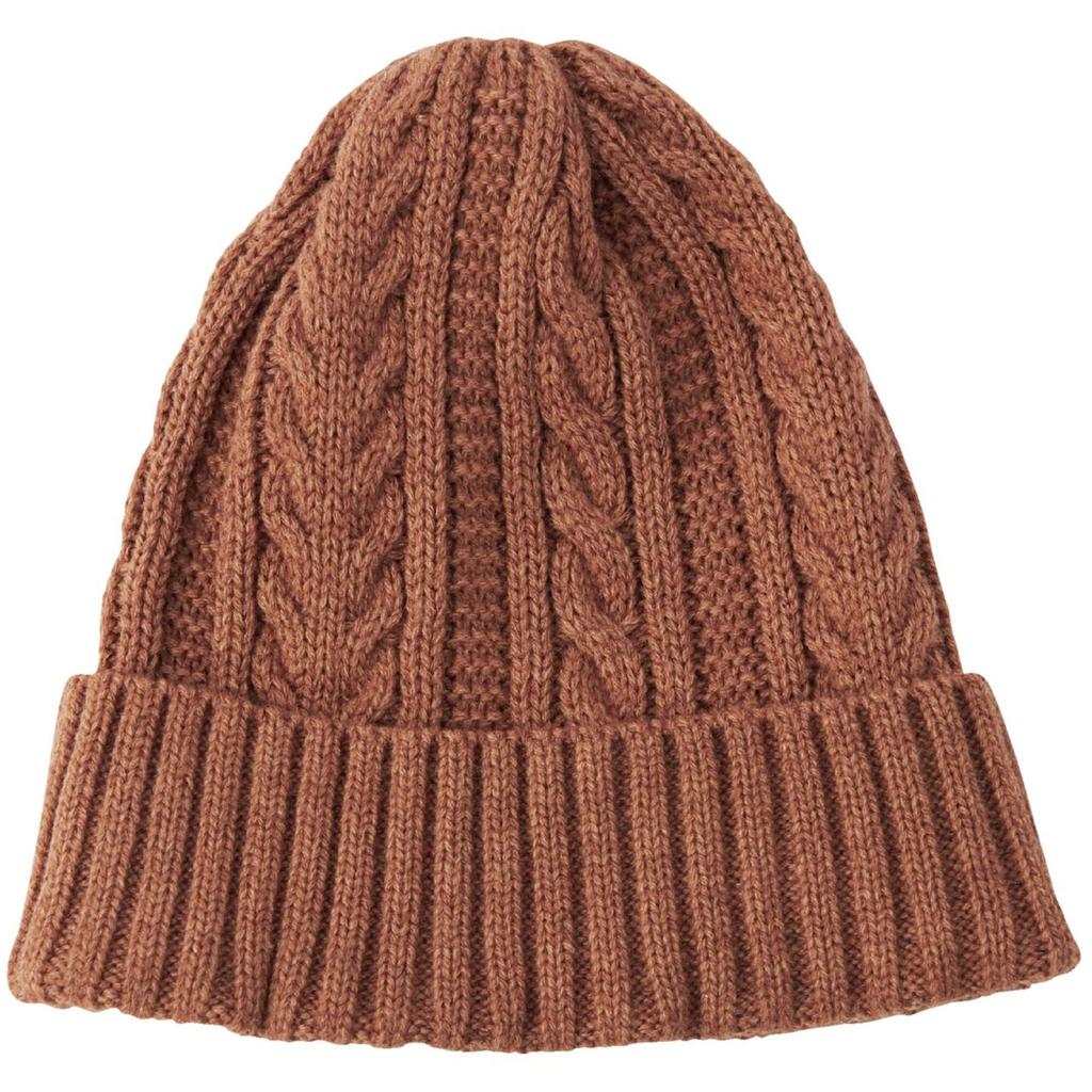 Mizuno Breath Thermo Outdoor Cable Knit Brown B2JWC530 Cap, Heat-Generating Material, Heather,