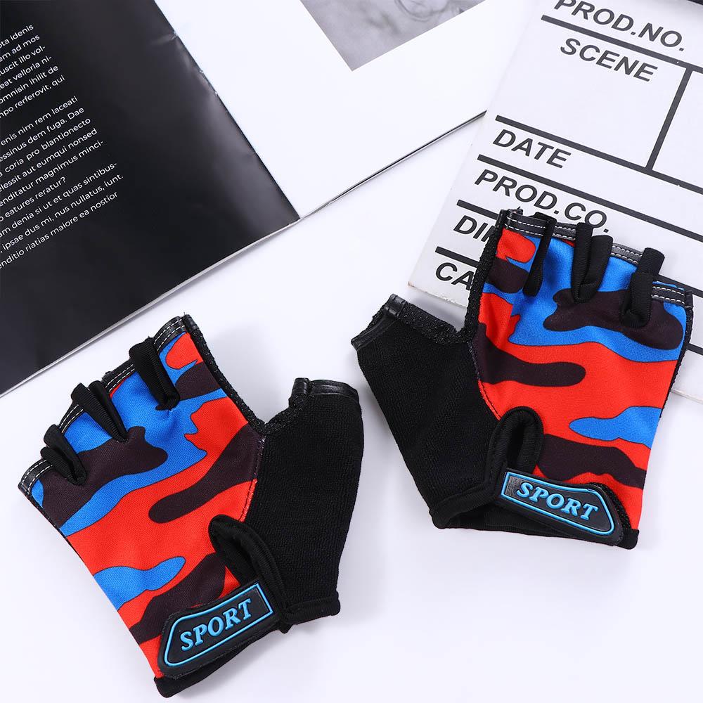 Non-slip Elastic Anti-sweat Breathable Half Finger Golves Riding Equipment Camouflage Bike Mittens Children Cycling Gloves