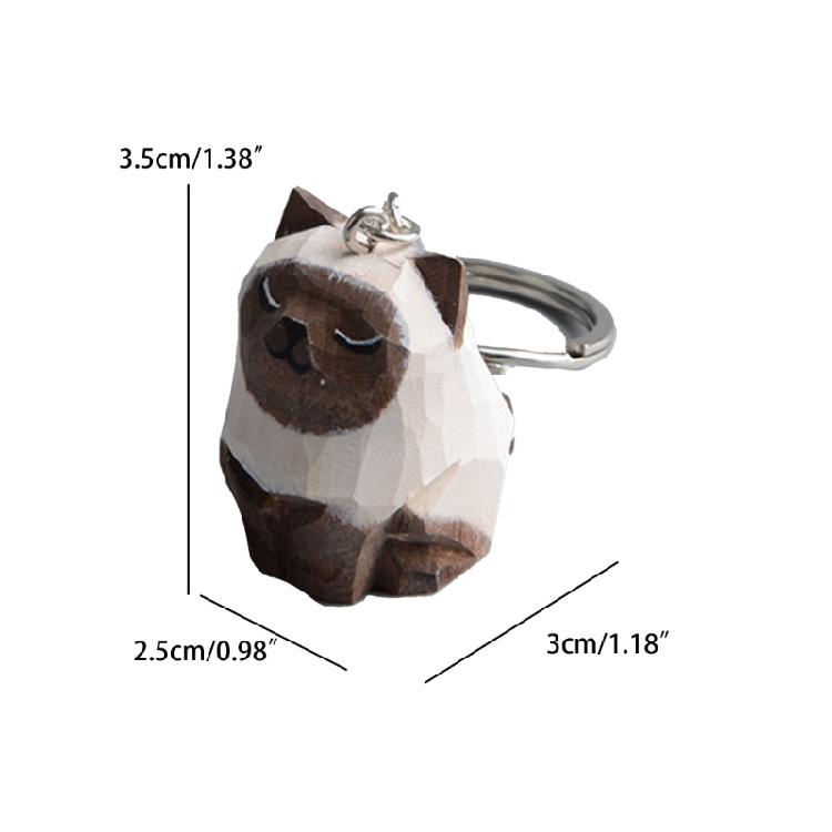 Holz Katze Schlüsselanhänger Cartoon Anhänger Schlüsselring Rucksack Hängendes Ornament Geschenk