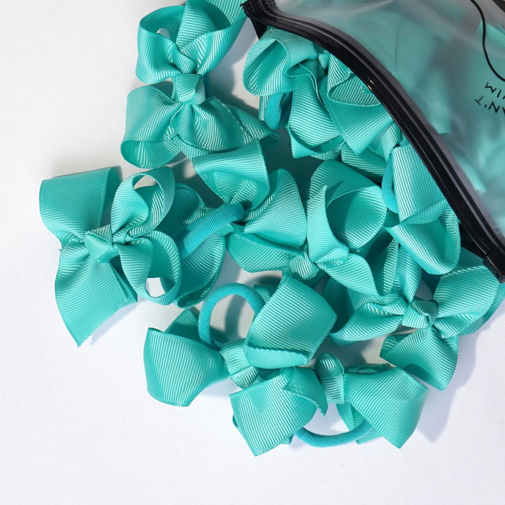 20PCS 3 Inches Baby Girls Mini Hair Bows Ties Elastic Hair Rubber Band Grosgrain Ribbon Hair Accessories for Kids Toddlers
