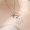 Stainless Steel Necklaces Exquisite Cartoon Flower Shell Pendant Toggle Button Chain Choker Fashion Necklace For Women Zircon