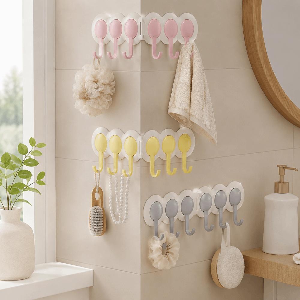 Wall Mounted Wall Hooks Self Adhesive Punch-free Hanger Rotating Corner Hook Living Room