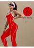 Color Block Women's Yoga Bodysuit with Hollow Back and Flared Pants for Dance and Fitness