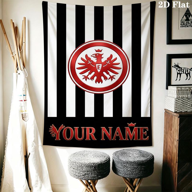 Name Custom Eintracht Frankfurt logo Wall Tapestry Aesthetic Wall Hanging Printed Fabric Blanket Decorative Tapestries for Bedroom Living Room Home De