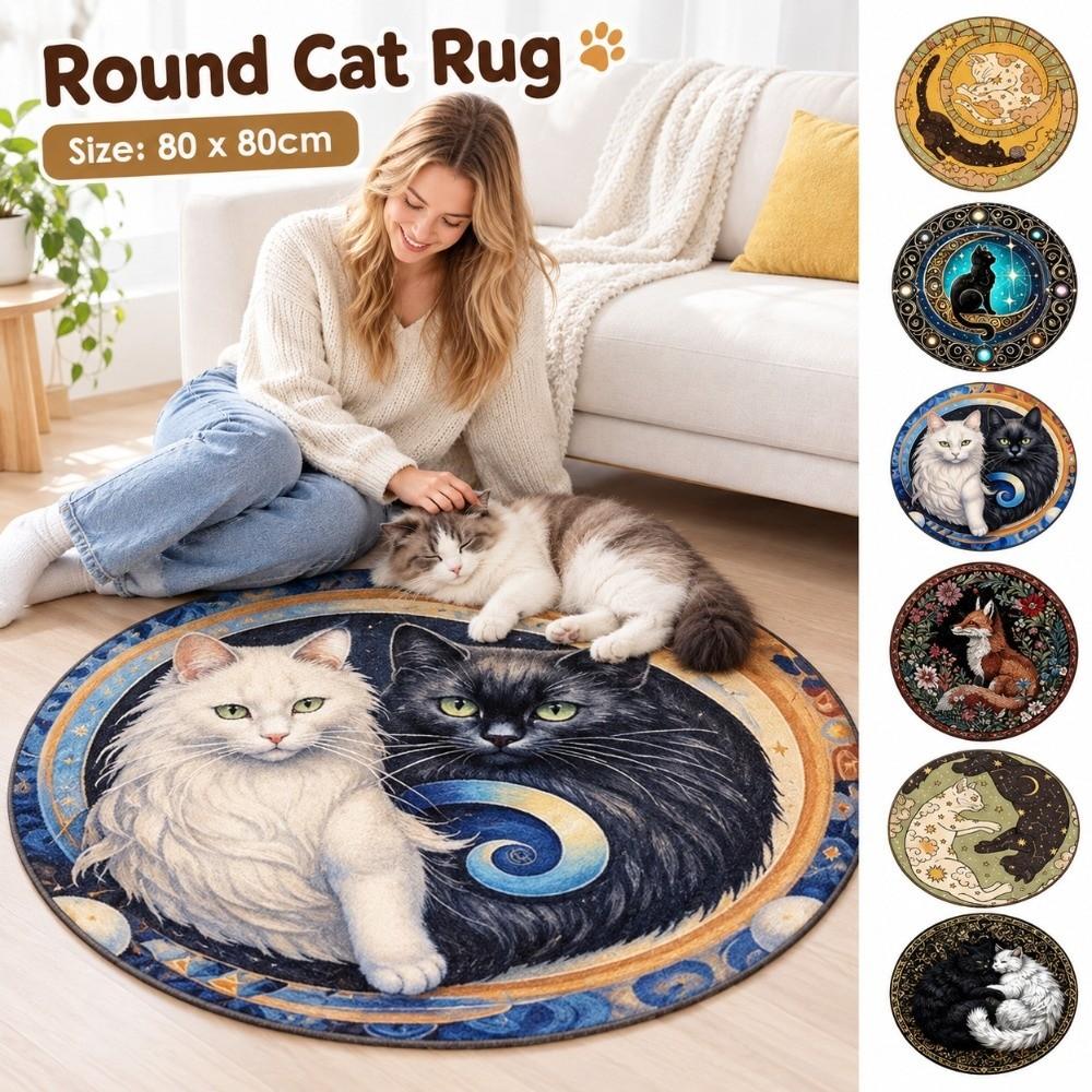 Non-Slip Mandala Area Rug Moon Star Print Cat Shaped Carpet Sofa Coffee Table Decor