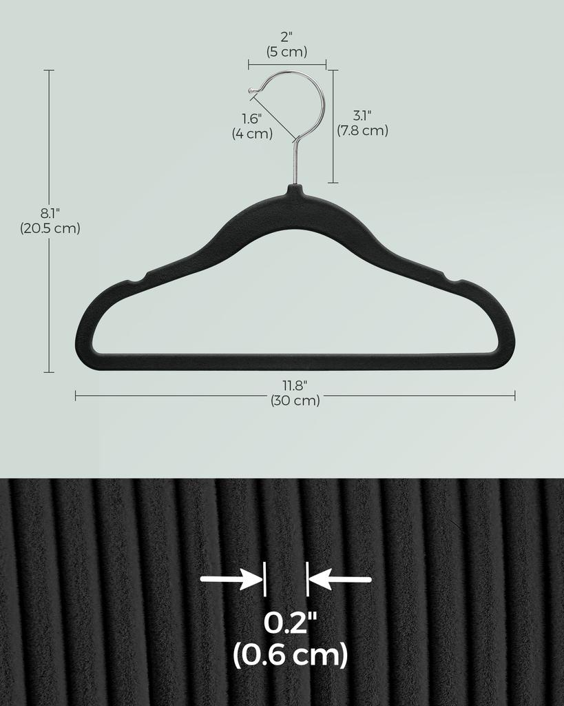 SONGMICSHOME Baby Hangers 50 Pack, Kids Hangers for Closet, 11.8 X 8.1 Inches, Rose Gold 360° Swivel Hooks, Space-Saving