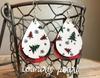 European & American Christmas Teardrop Plaid PU Leather Earrings