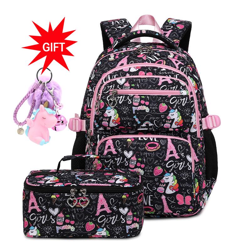 

Новый рюкзак для девочек начальная школа ранцы набор с ланч-бокс дети большой емкости водонепроницаемый Mochila Infantil Escolar