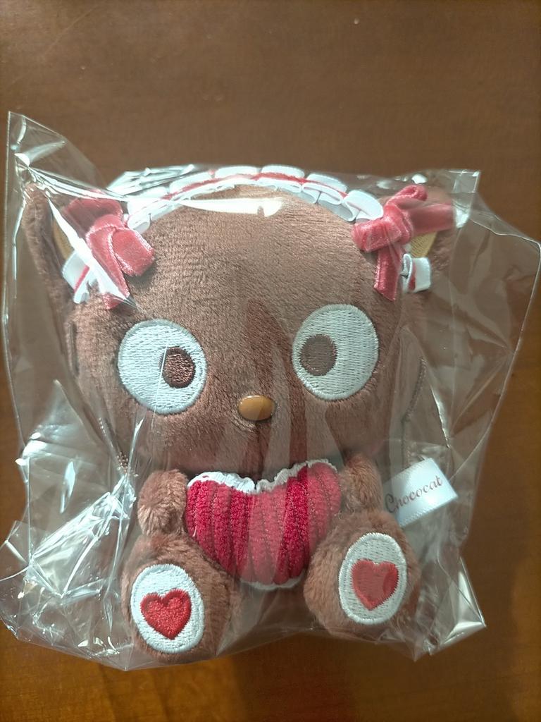 Sanrio Chococat hnědá plyšová hračka klíčenka s žebříčkem se otáčí