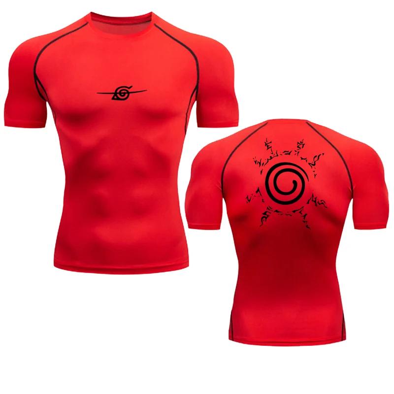 Camisas de compressão masculinas anime esporte secagem rápida ginásio tshirts fitness topos t verão outono masculino