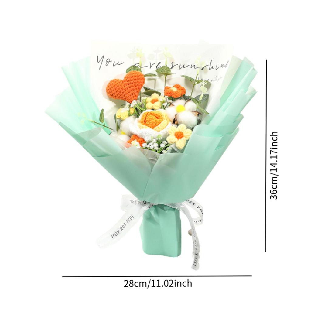 Crochet Flowers Gift Bouquet Knitting Flower Handmade Table Decoration for Home Decor Multifunctional Finished Product
