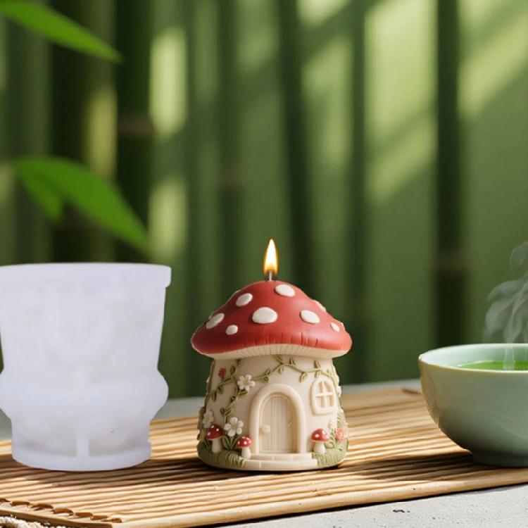 Christmas Mushroom House Silicone Mould Easy Demolding Multipurpose Silicone Mould For Candle Soap Holiday Decoration