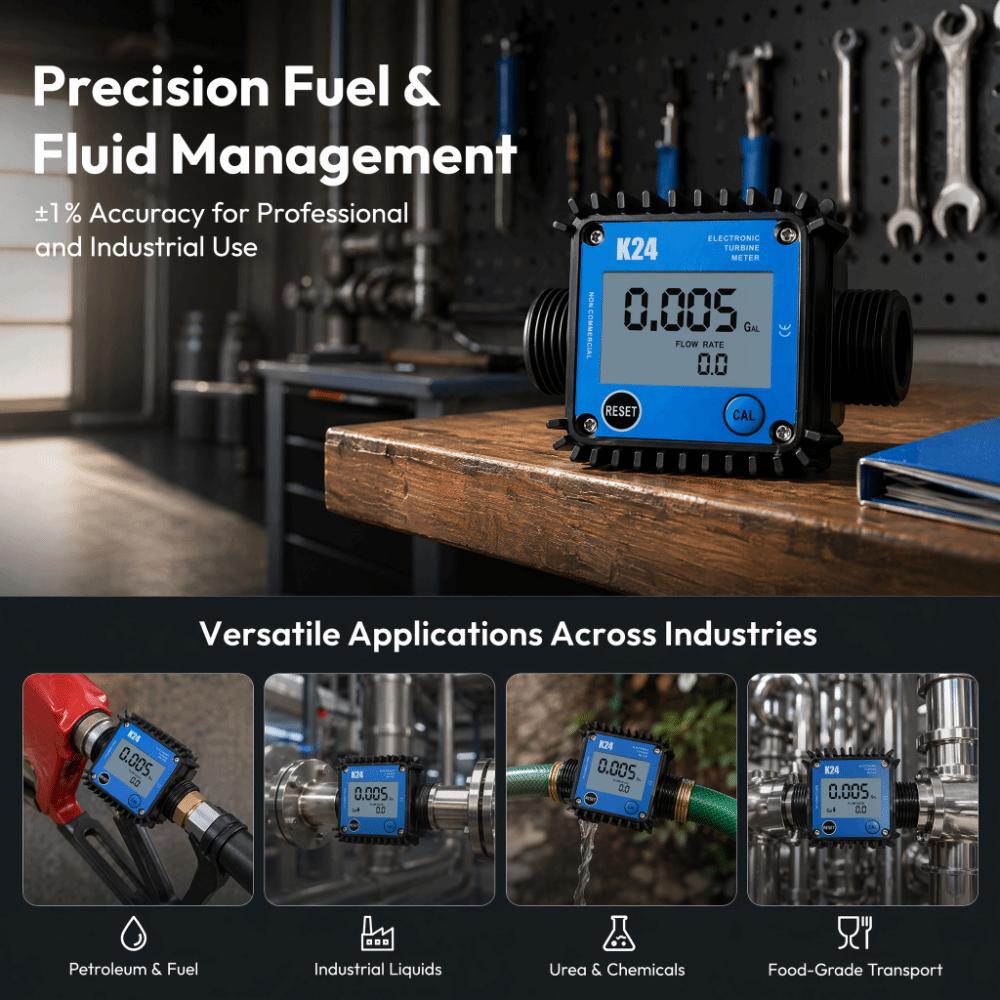 Plastic External Thread K24 Turbine Flow Meter High Precision Flowmeter Urea Measuring