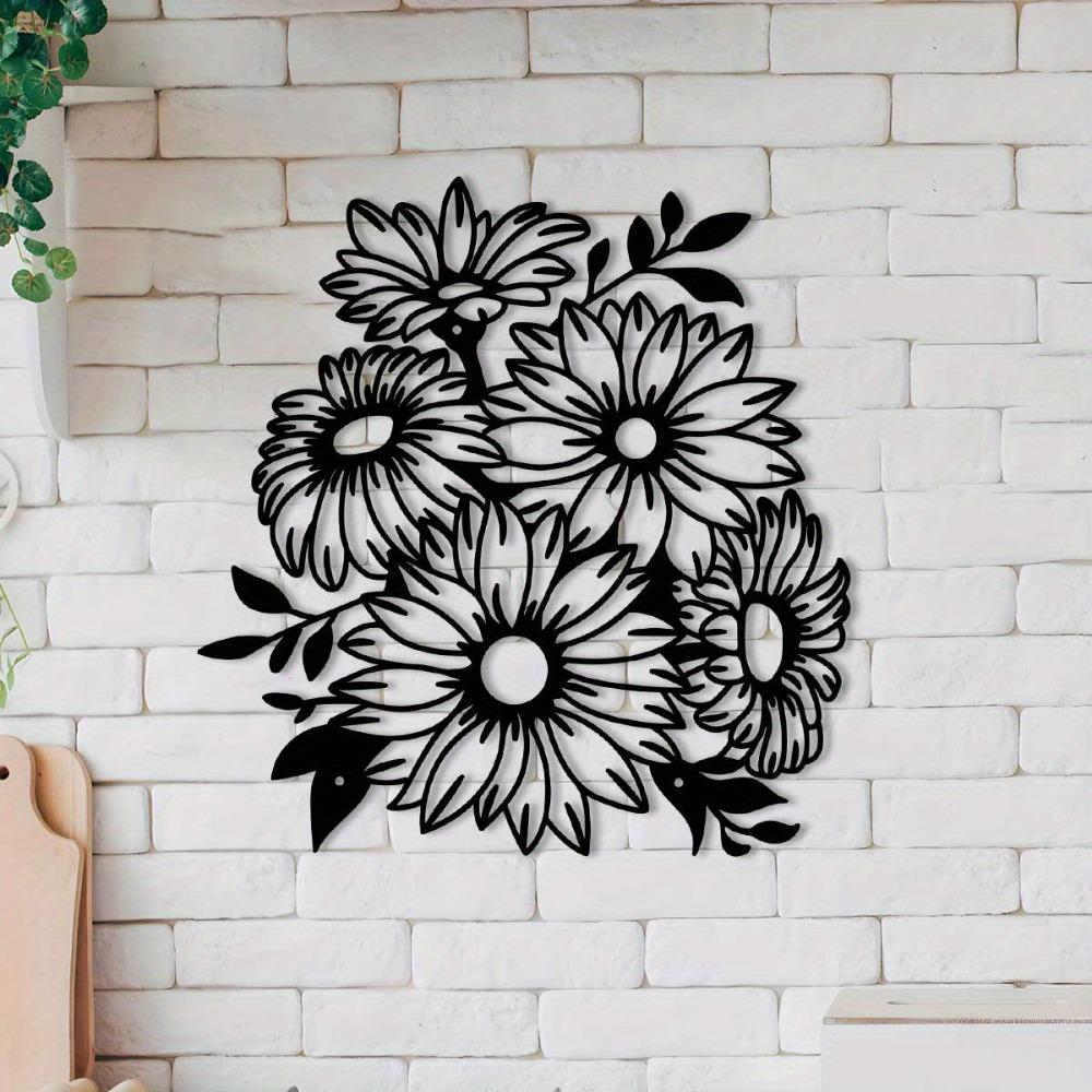 Bohemian Metal Chrysanthemum Wall Art, Outdoor Garden Patio Decor, Iron Sculpture for Living Room Balcony Fence