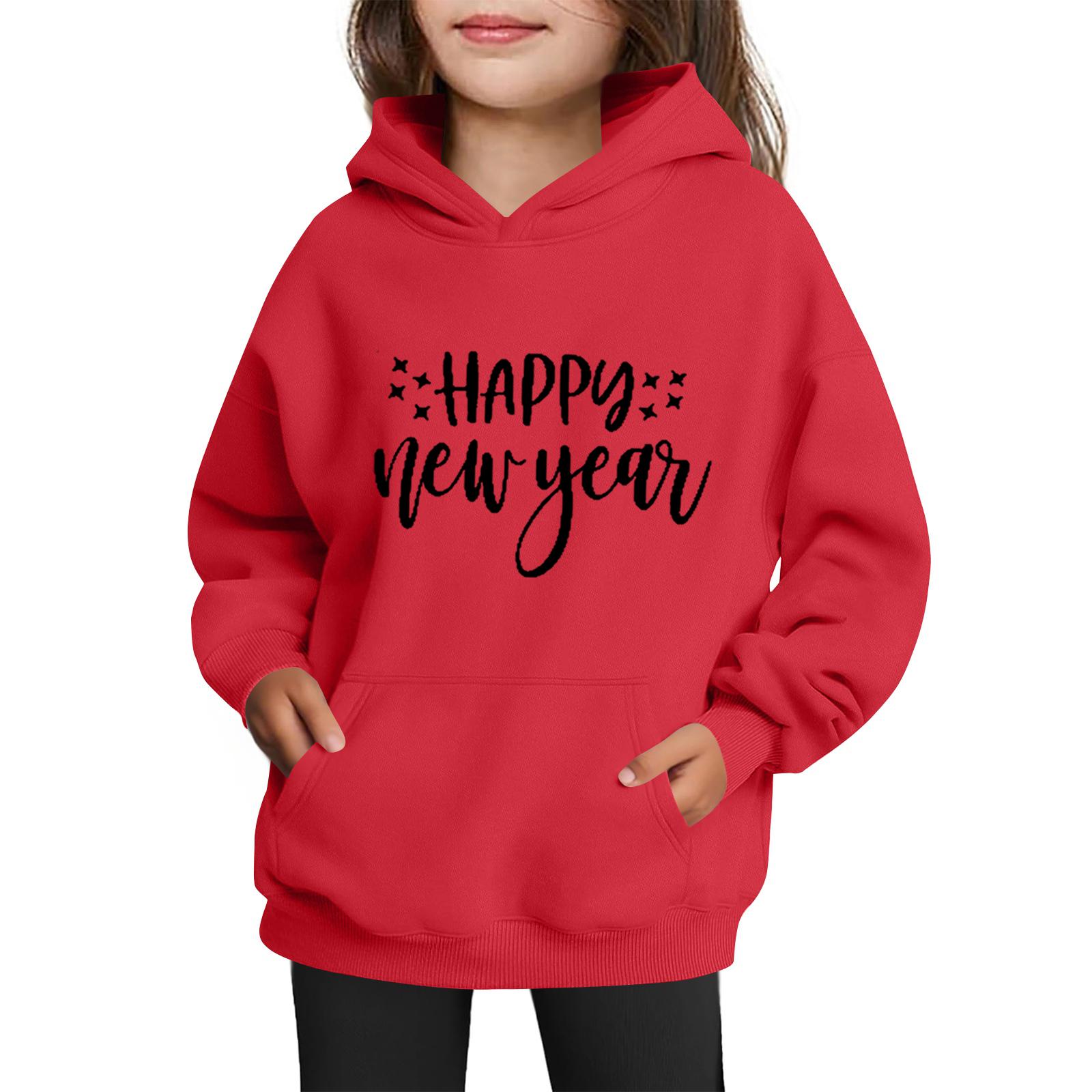 

Толстовки для девочек-подростков Худи с длинным рукавом на шнурке Пуловер Милое принтованное Худи оверсайз Рождество 160 красный