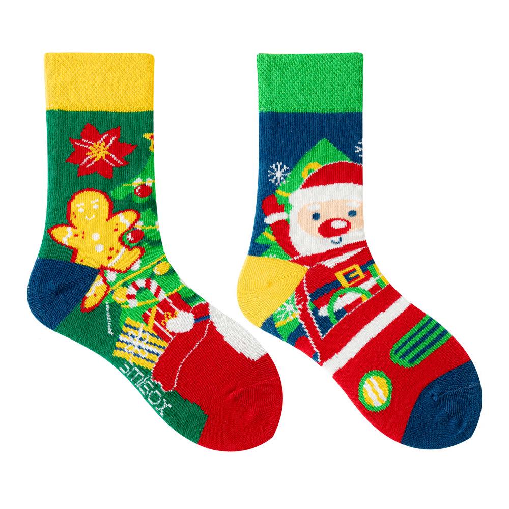Children's Asymmetrical Cartoon Mid-Calf Socks - Colorful Parent-Child Style, Trendy Fashion for Kids
