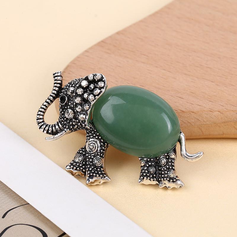 Animal Embossed Shell Inlay Lucky Elephant Brooch Pin For Men Women Decor