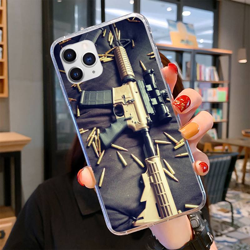 AK47 Handgun Gun BUllets Phone Case for iPhone 11 12 13 Mini Pro Max 8 7 6 6S Plus X 5 SE 2020 XR XS Case Shell