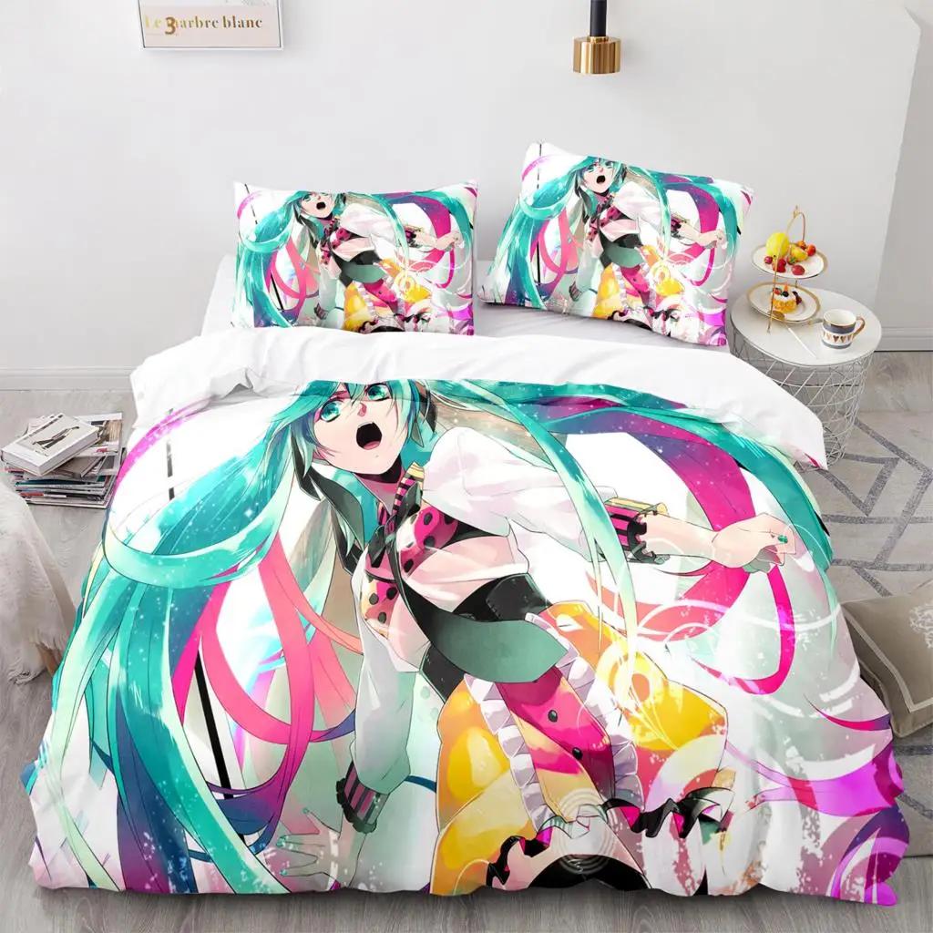 3D H-Hatsune M-Miku Bedding Set Single/Twin/Full/Queen/King Size Duvet Cover Set Aldult Kid Bedroom Decor Japan'S Music