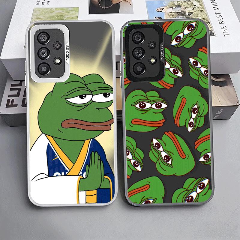 Funny Sad Forg P-Pepe Meme Soft Phone Case for Samsung A17 A16 A15 A14 A13 A57 A56 A55 A54 A53 A37 A36 A35 A34 A33 A26 A25 A24 A