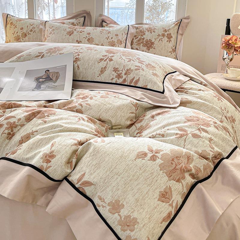 Class A Maternal And Infant Grade 100 Pcs Xinjiang Cotton Digital Printing 4Pcs Set Cotton Pure Cotton Splicing Tencel Cotton Bed Sheet Mattress