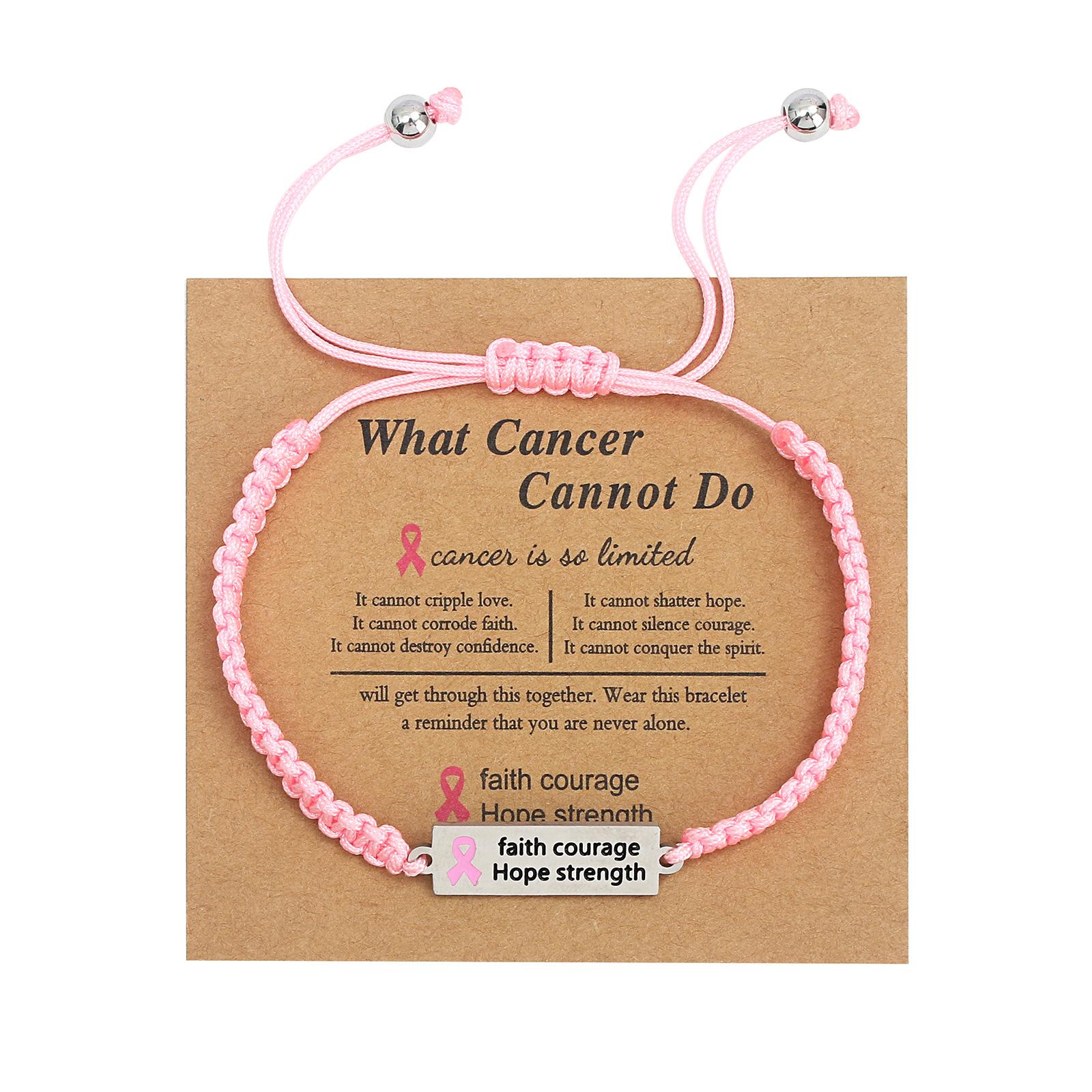 

Faith Hope Courage Strength Charm Bracelets Breast Cancers Awareness Bracelet Pink Ribbon Bangle Women Jewelry Accessory