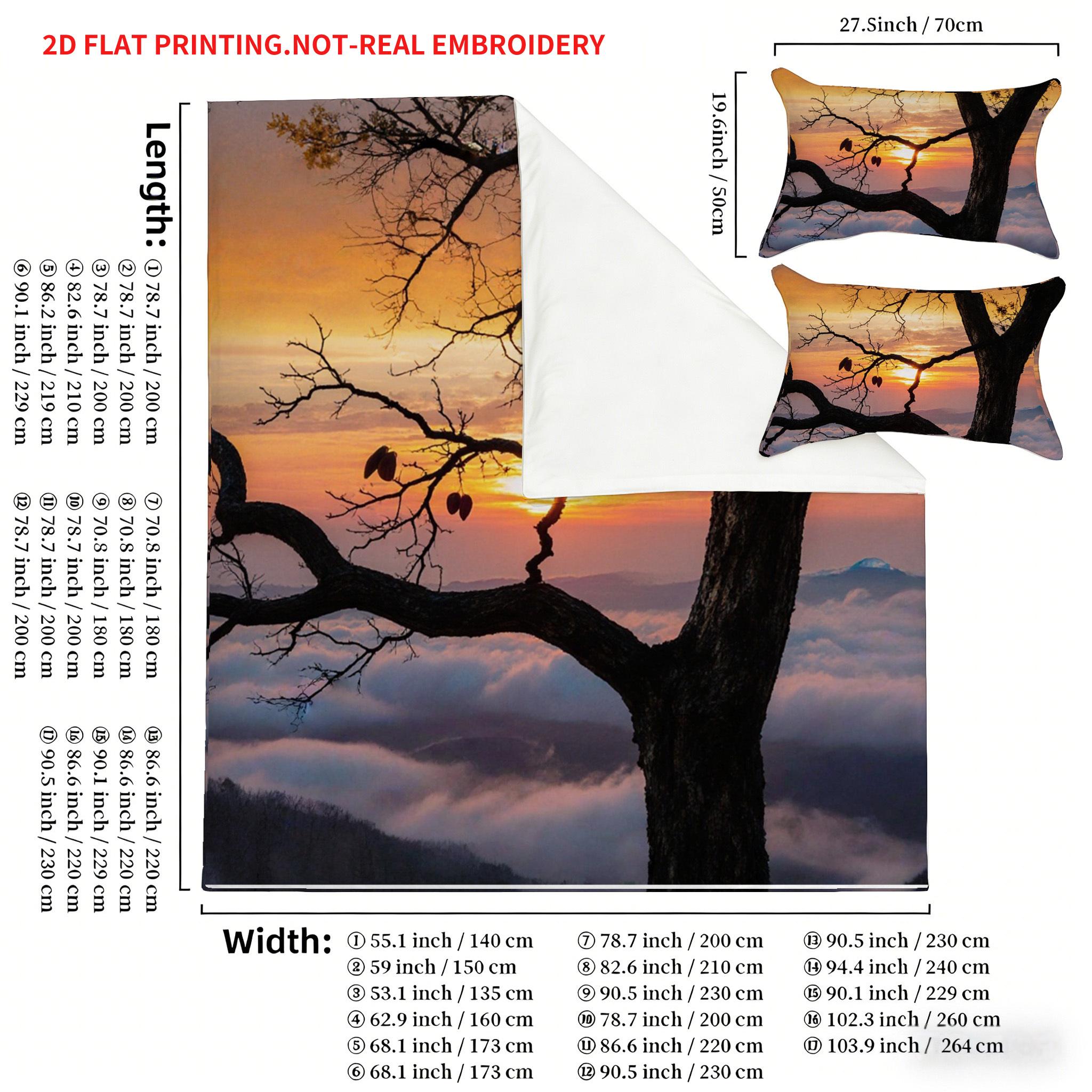 Quilt Cover Pillowcase Three-Piece Set,Yunhai Tree Shadow Bedding,Quilt Cover Pillowcase Three-Piece Set Can Be Machine Washed 140cm 200cm