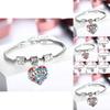 Crafted Family Members Inlaid Colorful Rhinestone Love Heart Bracelet Gift**