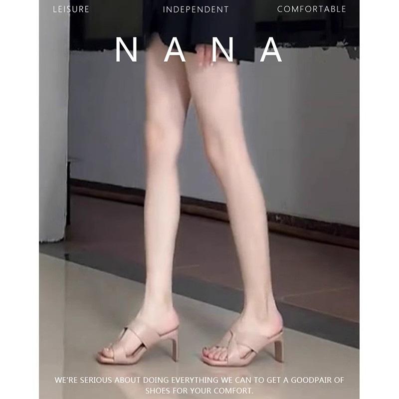 French Evening Breeze with Muller Cool Slippers for Women's Summer Wear 2025 New Square Head Open-toed High-heeled Slippers for Women