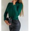 Autumn/Winter 2025 High Neck Slim Fit Ribbed Sweater for Women with Shell Buttons