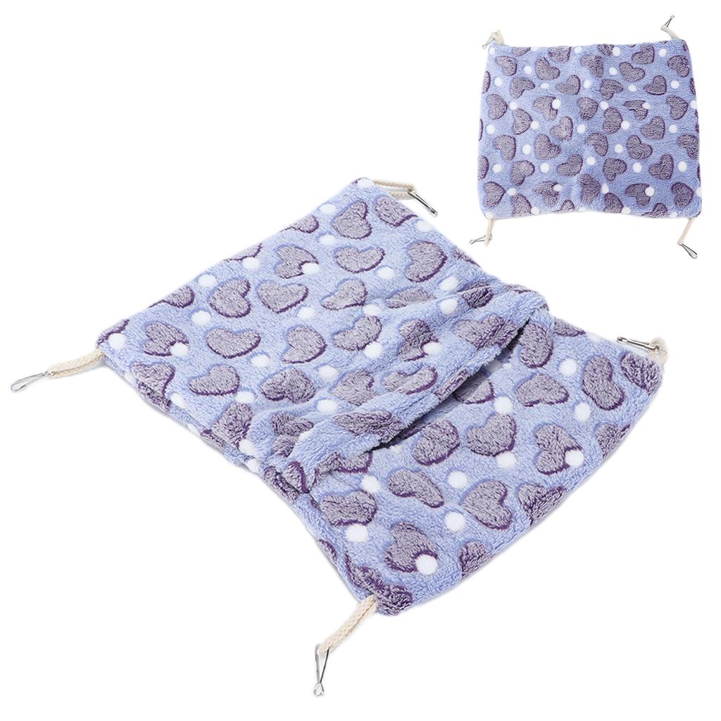 Kleine Haustier Hängematte Warmer Umschlagstil Hängebett Käfig mit Haken für Hamster Kaninchen 36x30cm Lila