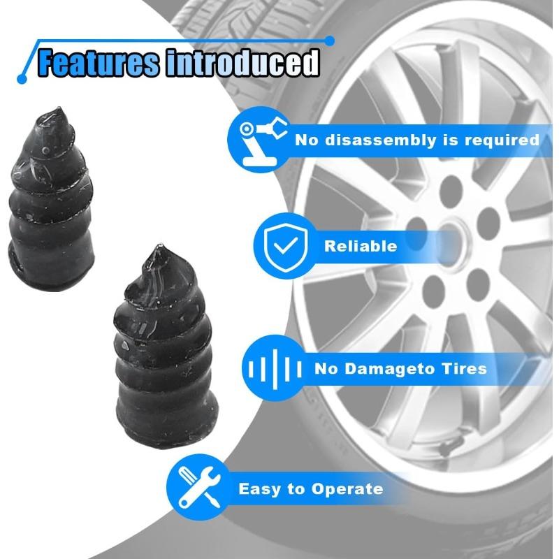 60PCS Tire Repair Rubber Nail with Screwdriver Tire Puncture Repair Tool Kit Vacuum Repair Tire Screw Plug Kit fr Car Truck Bike
