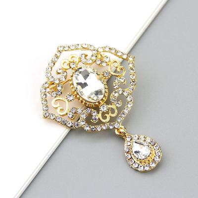 Damen-Brosche, Kristall, goldfarben, Strass, hohl, Braut, Hochzeit, Schmuck