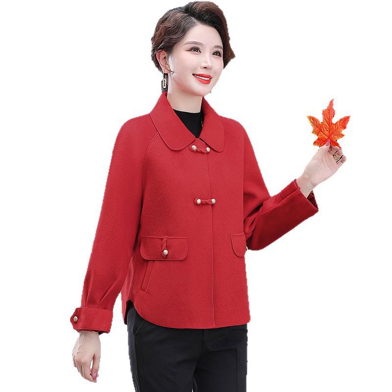 Autumn Winter Stylish Double-Sided Wool Coat - Slim Fit, Age-Reducing Short Style for Moms