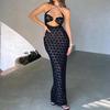 Doorzichtig Cut-Out Feest Sexy Jurk Dames Zomer Nieuwe Mode Halter Rugloos Bodycon Jurk Vrouw Elehant Hoge Taille Slim Fit Zwarte Jurken 1026