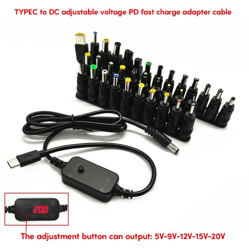Direct Current Power Supply Adapters Wall PlugChargerPD5V-12V-20V To Direct Current Power Cord Type C for Laptops