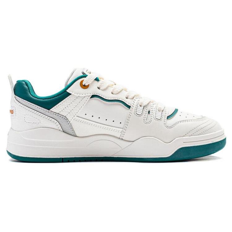 Li Ning Jiangyue Slip Resistant, Abrasion Resistant, Lightweight Low Top Skateboard Shoes Women's White Green AGCT294-2