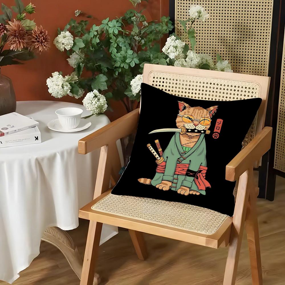 Japanese Style Cat Cushion Cover Silky Short Plush Invisible Zipper Dustproof Sofa Pillow Case for Home Decor