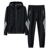 Hyjkl Hooded Tracksuit Plus and Stylish for and Size 4XL Men's Set, Size, Breathable, Quick-Drying, Spring, Autumn, Winter, Black,