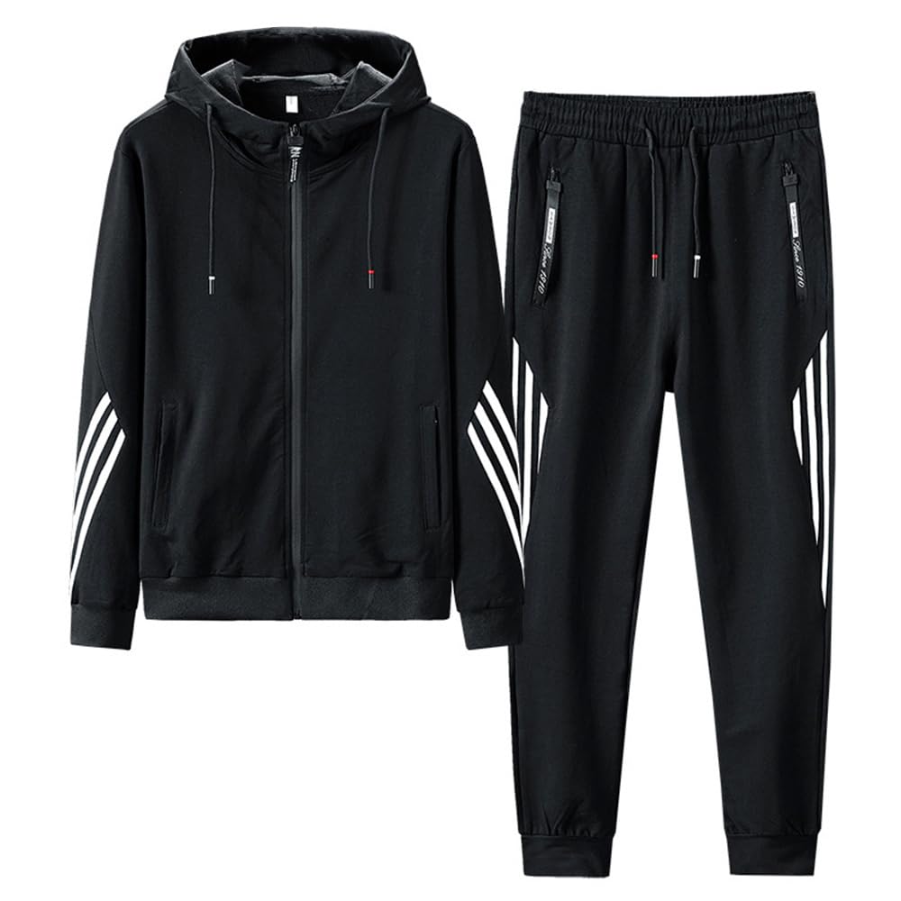 

Hyjkl Hooded Tracksuit Plus and Stylish for and Size 4XL Men s Set, Size, Breathable, Quick-Drying, Spring, Autumn, Winter, Black, чорний